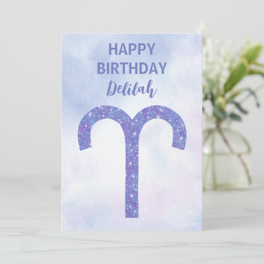 かわいい牡羊座の星占いパーソナライズされた標識 カード (スタンド正面)