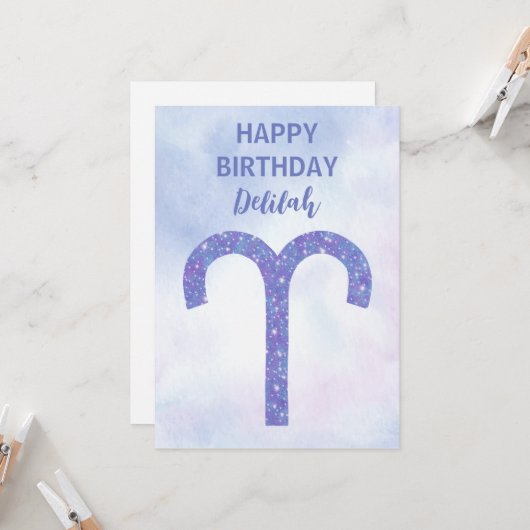 かわいい牡羊座の星占いパーソナライズされた標識 カード (正面/裏面インサイチュ)