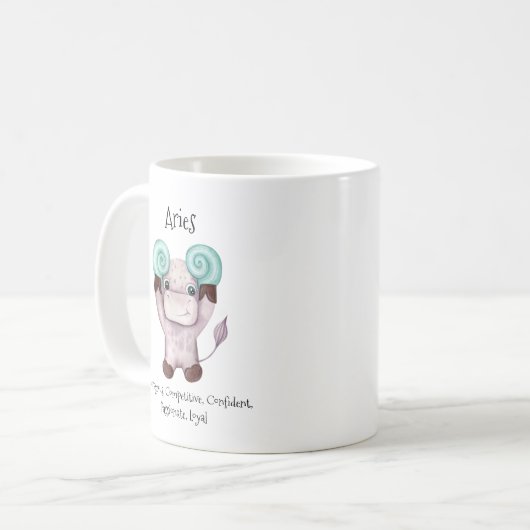 かわいい牡羊座ラムウォーターカラーブル〔占星術の〕十二宮図特性 コーヒーマグカップ (正面左)