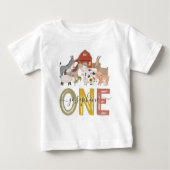かわいい牧場のファーストバースデー ベビーTシャツ (正面)