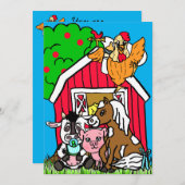 かわいい牧場の動物たち 農場をテーマにしたベビーシャワー 招待状 (正面/裏面)
