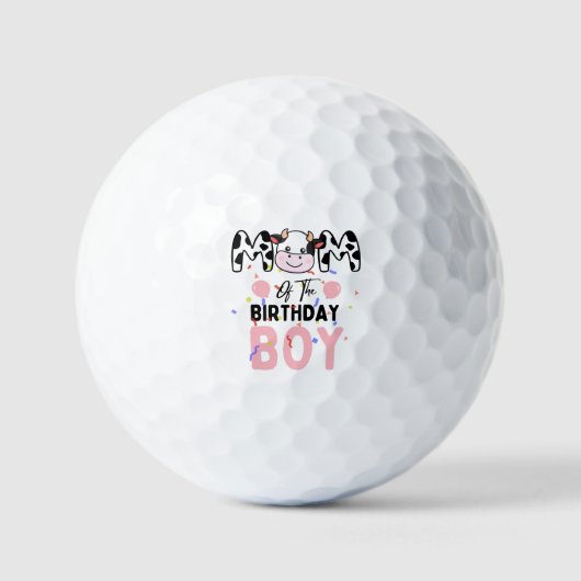 かわいい牧場の牛: バースデーボーイのママ 牛牧場 ゴルフボール (正面)