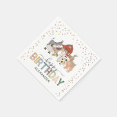 かわいい牧場の誕生日パーティー用ナプキン スタンダードカクテルナプキン (角)