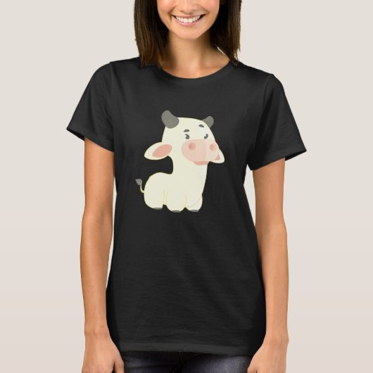 かわいい牧場の赤ちゃん牛 Tシャツ (正面)