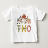 かわいい牧場の2歳の誕生日 ベビーTシャツ (正面)