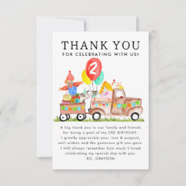 かわいい牧場パーティトラック 農場の動物 誕生日 サンキューカード