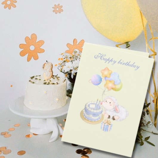 かわいい牧羊の誕生日デザイン カード