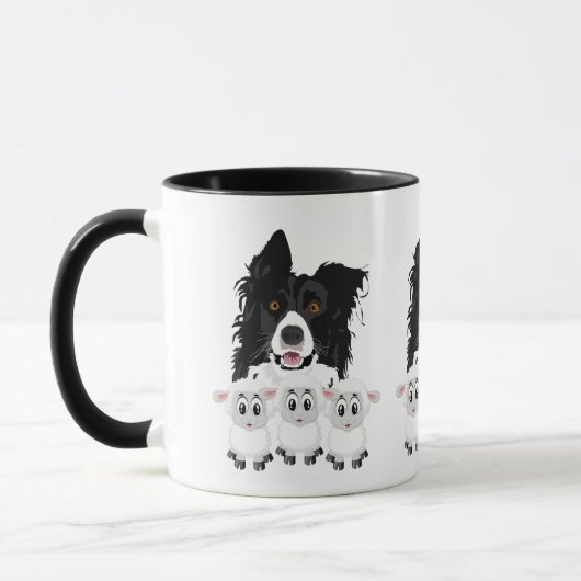 かわいい牧羊犬と羊 マグカップ (左)