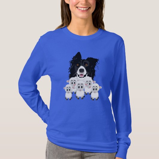 かわいい牧羊犬と羊 Tシャツ (正面)