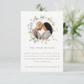 かわいい牧草地フローラリース写真結婚の詳細 エンクロージャーカード (スタンド正面)