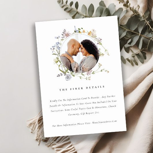 かわいい牧草地フローラリース写真結婚の詳細 エンクロージャーカード