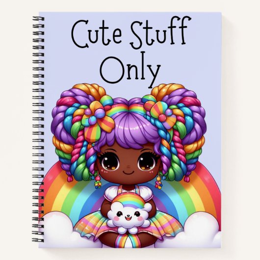 かわいい物のみ – ブルーかわいいレインボー ノートブック (正面)