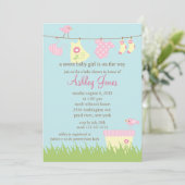 かわいい物干しのベビーシャワー 招待状 (スタンド正面)