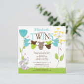 かわいい物干しのマルチベビーシャワー招待状 招待状 (スタンド正面)