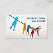かわいい物干しハウスクリーニングメイドハウスキーパー 名刺 (正面)