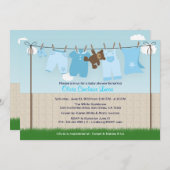 かわいい物干し男の赤ちゃんモダンベビーシャワー 招待状 (正面/裏面)