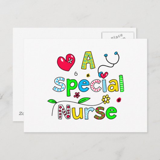 かわいい特別な看護師への挨拶文 ポストカード (正面/裏面)