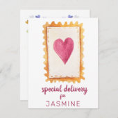 かわいい特別配達バレンタインデー シーズンカード (正面/裏面)