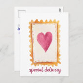 かわいい特別配達バレンタインデー ポストカード (正面/裏面)