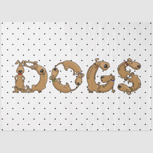 かわいい犬おもしろいの文字を綴った犬 薄葉紙 (正面)