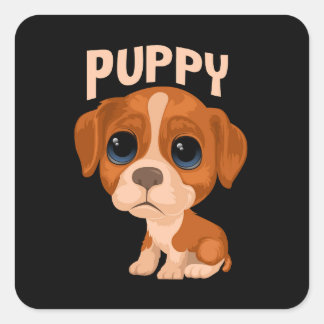 かわいい犬おもしろい犬のベクトル スクエアシール