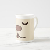 かわいい犬おもしろい眠って可愛い顔ピンクのママ ボーンチャイナマグカップ (正面右)