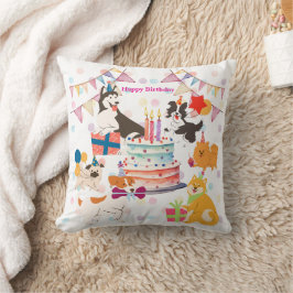 かわいい犬がいっぱい♡ピンクのバースデーパーティー  クッション