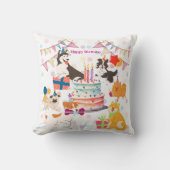 かわいい犬がいっぱい♡ピンクのバースデーパーティー  クッション (正面)