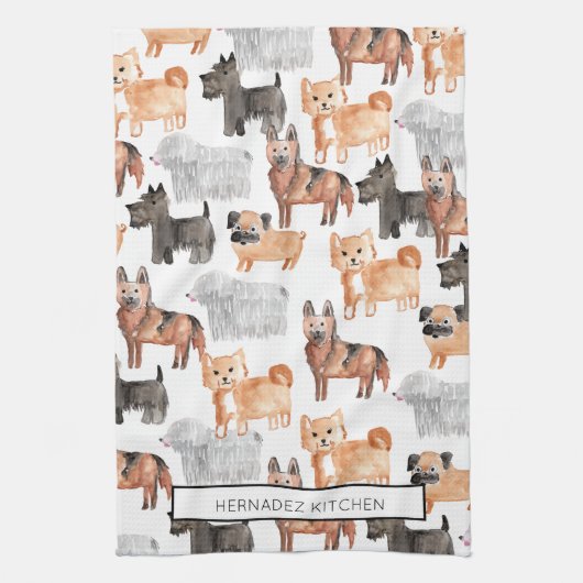 かわいい犬がキッチンタオルをペットにする キッチンタオル (縦)