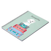 かわいい犬がスーツケースに座っパーソナライズされたた ノートブック (左側)