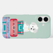かわいい犬がスーツケースの上に座っています オーダーメイド Case-Mate iPhoneケース (裏面 (横))