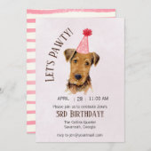 かわいい犬がパティーの誕生日パーティーに招待 招待状 (正面/裏面)