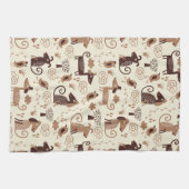 かわいい犬が付いているパターン キッチンタオル (横)