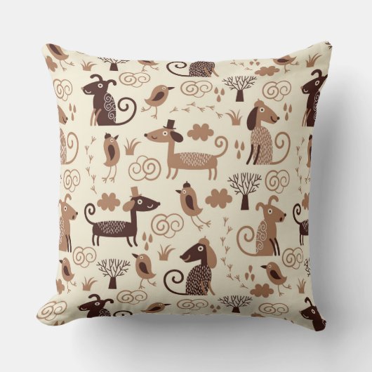 かわいい犬が付いているパターン クッション (正面)