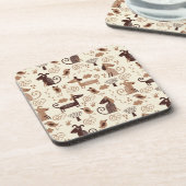 かわいい犬が付いているパターン コースター (左側)