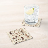 かわいい犬が付いているパターン スクエアペーパーコースター (インサイチュ)