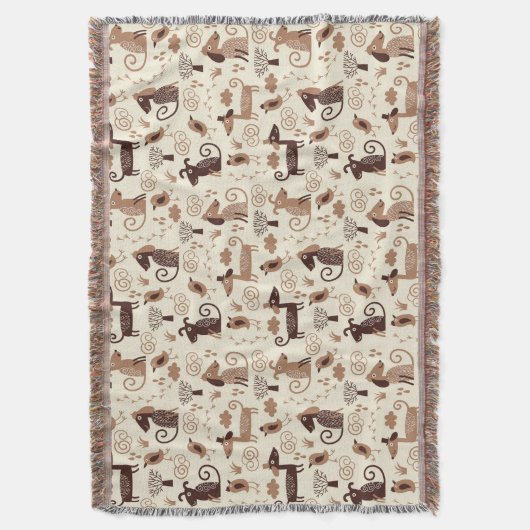 かわいい犬が付いているパターン スローブランケット (正面縦)