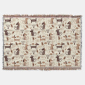かわいい犬が付いているパターン スローブランケット (正面)