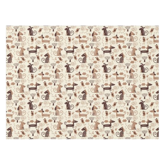 かわいい犬が付いているパターン テーブルクロス (正面(横))