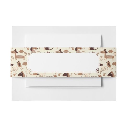 かわいい犬が付いているパターン 招待状ベリーバンド (正面例)