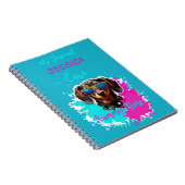 かわいい犬が夏タイムピンクブルーを愛 ノートブック (右側)