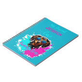 かわいい犬が夏タイムピンクブルーを愛 ノートブック (左側)