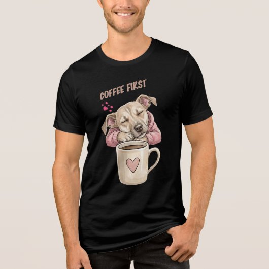 かわいい犬が平和に眠っている トライブレンドTシャツ (正面)