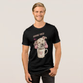 かわいい犬が平和に眠っている トライブレンドTシャツ (正面全面)