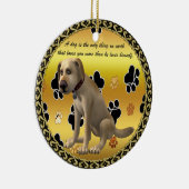 かわいい犬が座って可愛いおもしろい引用文 セラミックオーナメント (右)
