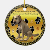 かわいい犬が座って可愛いおもしろい引用文 セラミックオーナメント (裏面)