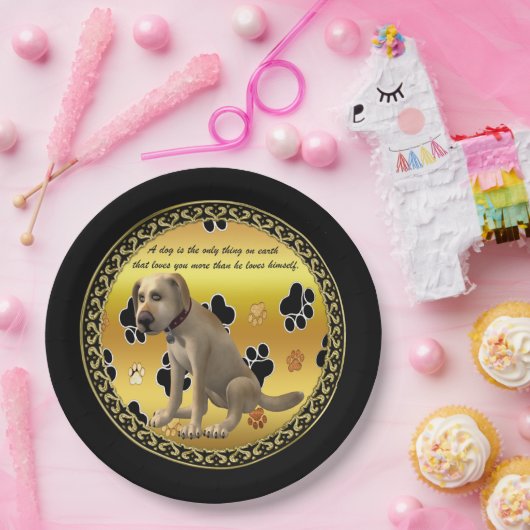 かわいい犬が座って可愛いおもしろい引用文 ペーパープレート (パーティー)