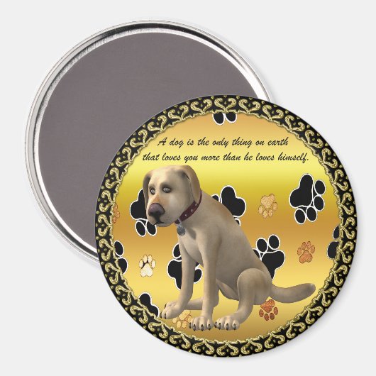 かわいい犬が座って可愛いおもしろい引用文 マグネット (正面/裏面)