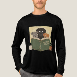 かわいい犬が本を読む愛好家Tシャツ トライブレンドTシャツ