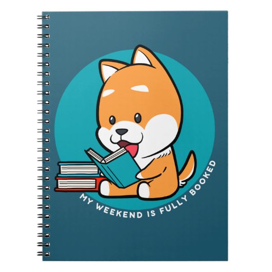 かわいい犬が本を読む面白い引用 ノートブック (正面)